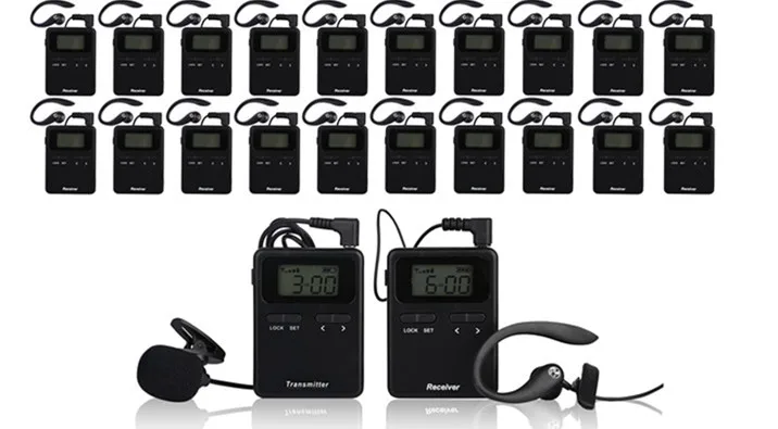 

Portable Wireless Tour Guide System for Church and Teaching Package(2pc transmitters+20pc receivers for 22 pc