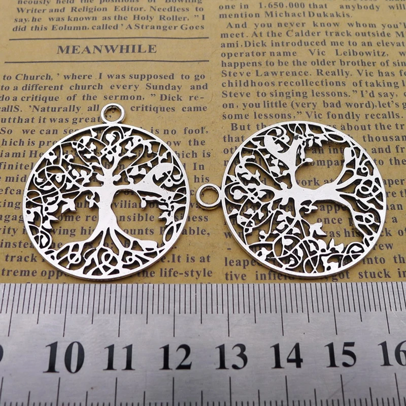 

10pc35*40mm Alloy Tree Of Life Ancient Silver Jewelry Accessory Pendant, Key Chain, Necklace Dly