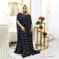 african design vintage half sleeve robe gowns muslim loose lady party dashiki dress abaya dubai maxi bazin white dots print