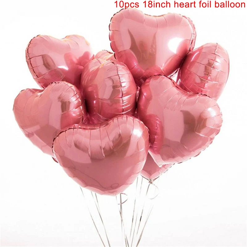 10pcs pink 10 шт мульти розовое золото сердце фольгированные шары конфетти латексные воздушные шары для дня рождения вечерние украшения дети взрослые шарики для свадьбы - Цвет: 10pcs pink
