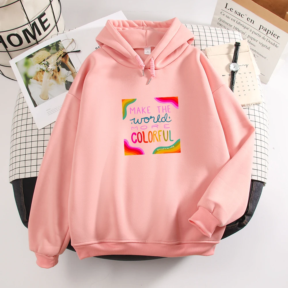 

Женская толстовка с капюшоном, яркая, с надписью, в стиле Харадзюку