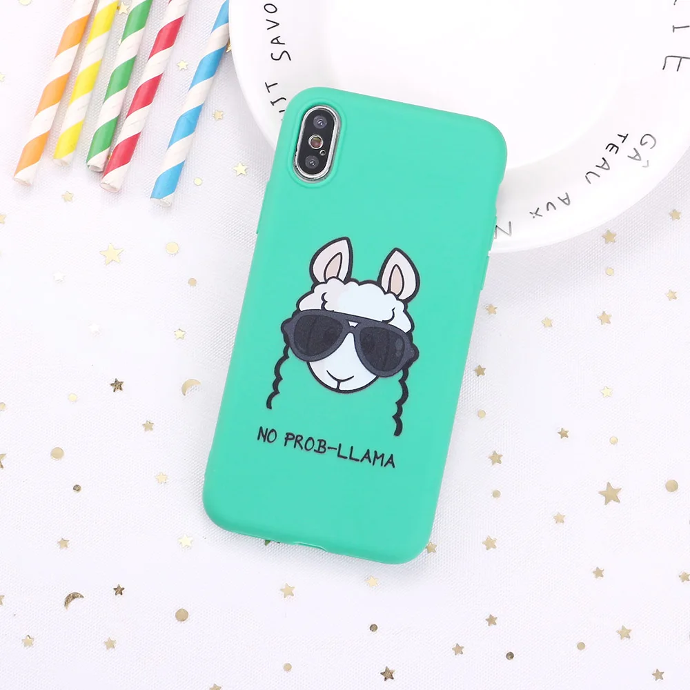 Для 11 Pro 8 8Plus X XR 7 7Plus XS Max 13 12 SE Милая лама Альпака мультяшная конфетная силиконовая