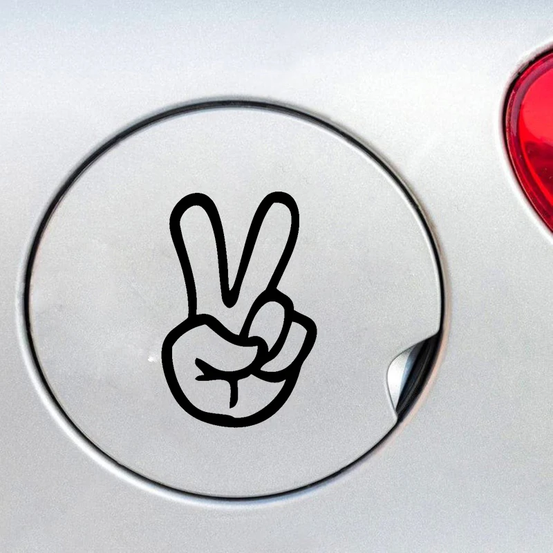

Reflective Peace Sign Hand Car Stickers Funny Bumper Window Motorcycle Cover Scratch Decal Decoration Car Accessories KK18*6cm