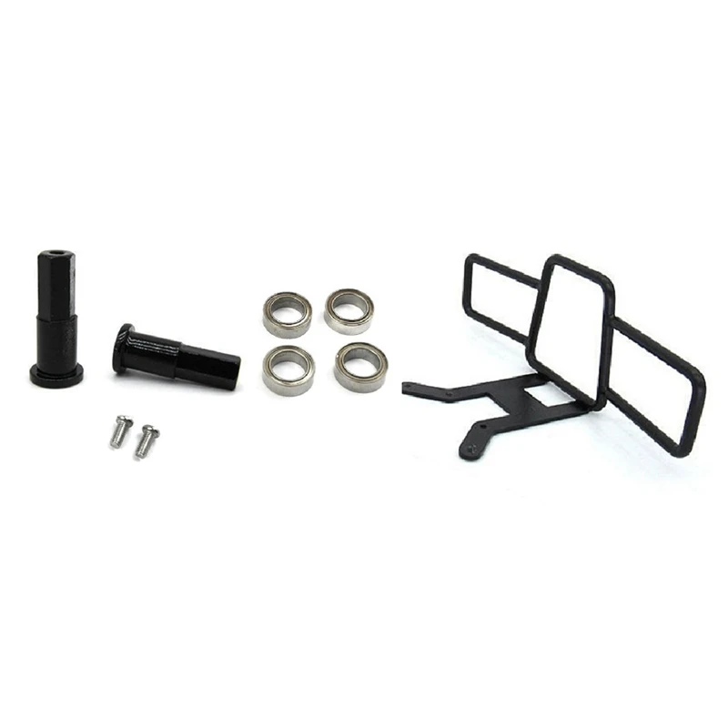 

2 Set RC Car Part: 1 Set 5mm Metal Combiner Wheel Hub Hex Adapter with Bearing & 1 Pcs Metal Front Bumper Decoration