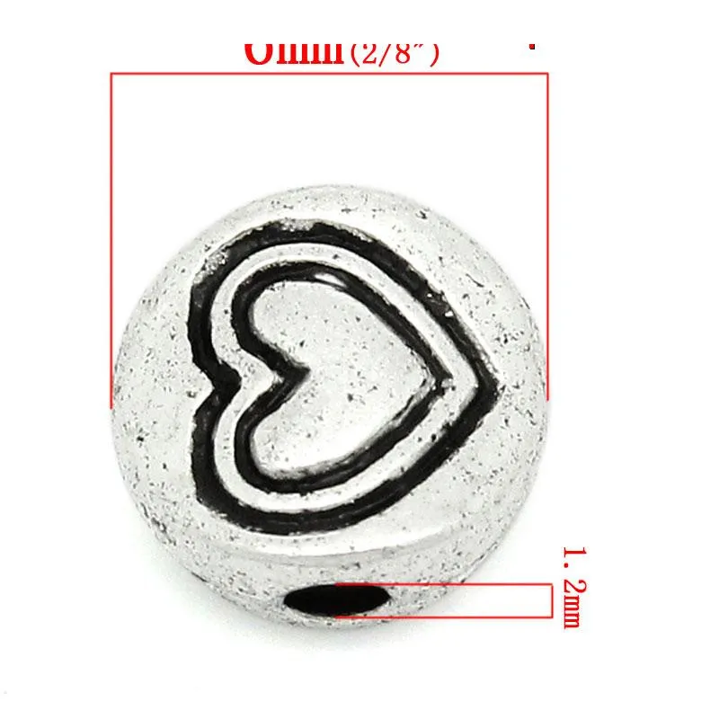 DoreenBeads цинк металлический бусины-вставки из сплава круглый сердечко серебряного