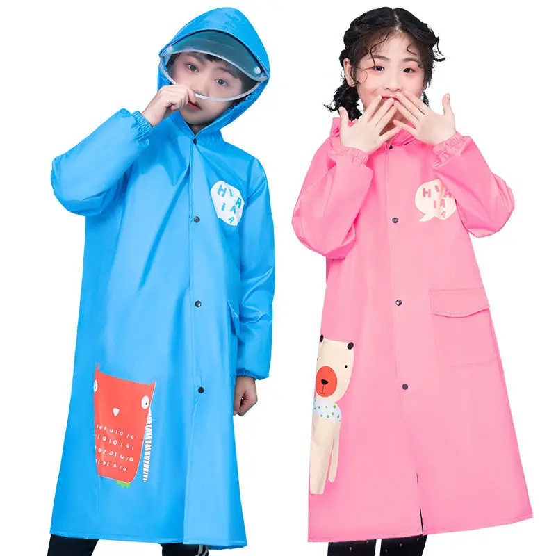 

Высококачественный модный милый детский дождевик, водонепроницаемый детский дождевик-пончо, дождевик, куртка с рюкзаком, для школы, походо...