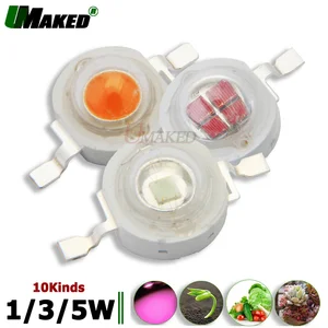 Высокая мощность 1 Вт 3 Вт 5 Вт Светодиодная лампа для выращивания растений чипы для лампочесветильник полный спектр-нм Синий нм красный цвет нм для выращивания растений