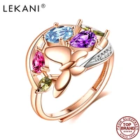 lekani butterfly shape ring for women colorful zirconia rose gold rings fashion jewelry romantic anniversary gift to girlfriend