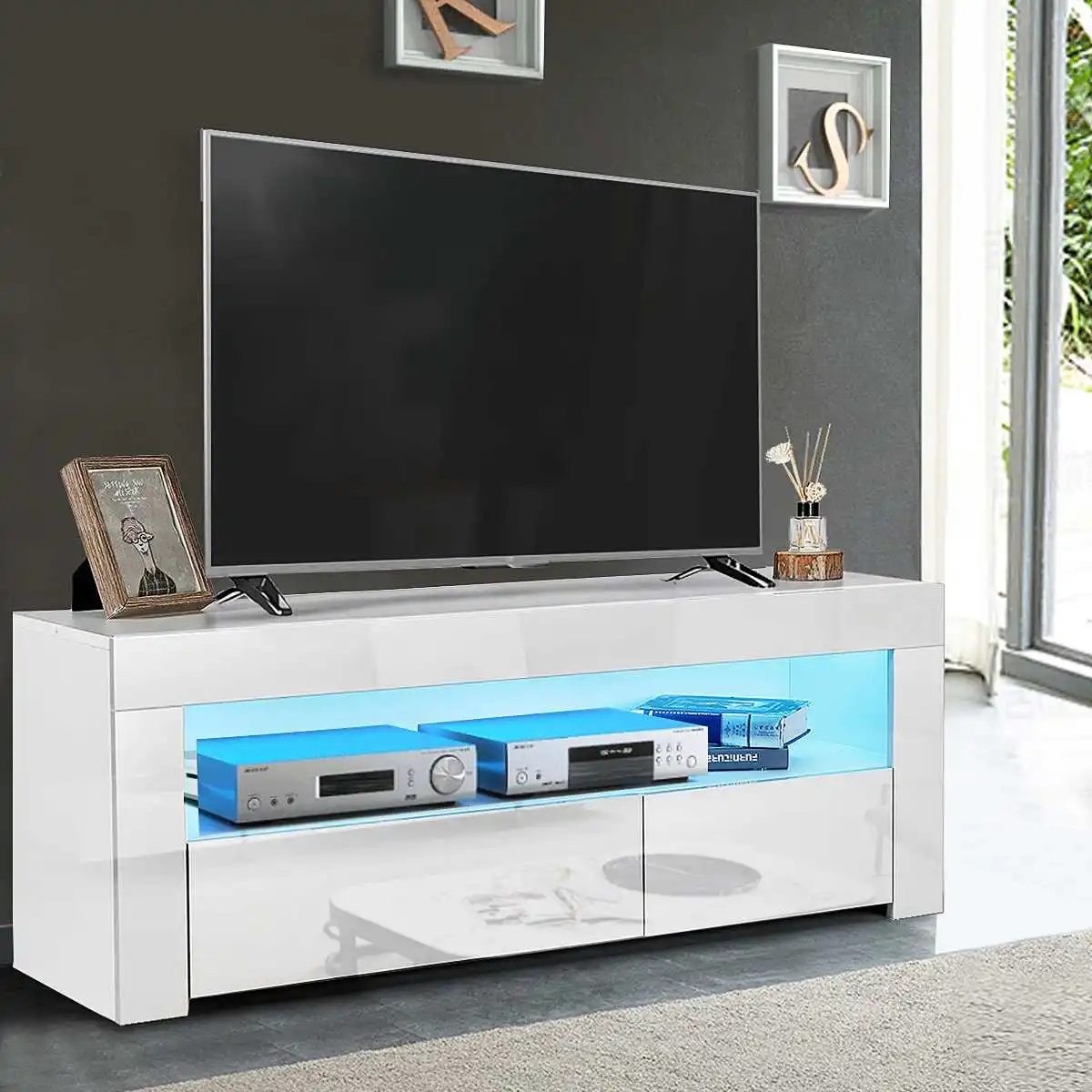 S With Drawer Cabinet Storage Organizer Tv Unit Bracket Living Room Furniture Tv Monitor Stand