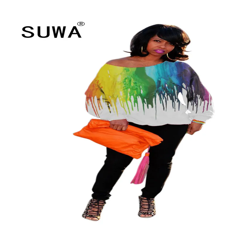 

Colorful Printed Vintage Casual Women Pullover Sweatshirt Retro Tops Long Sleeve Loose Fashion Fall Winter Top Streetwear