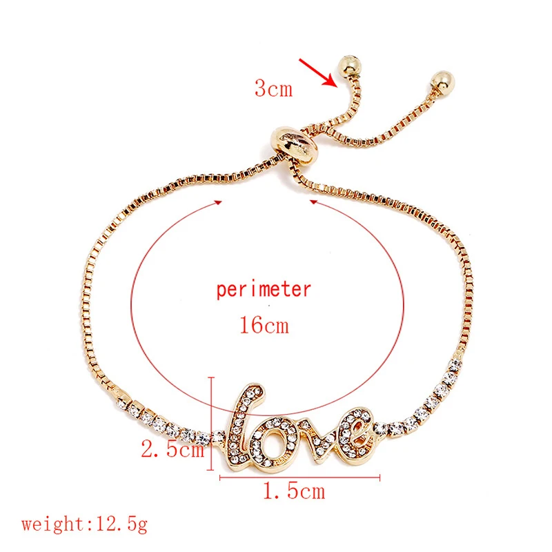 Женские браслеты с буквами Cpop Love Модные Изящные регулируемые цирконием и