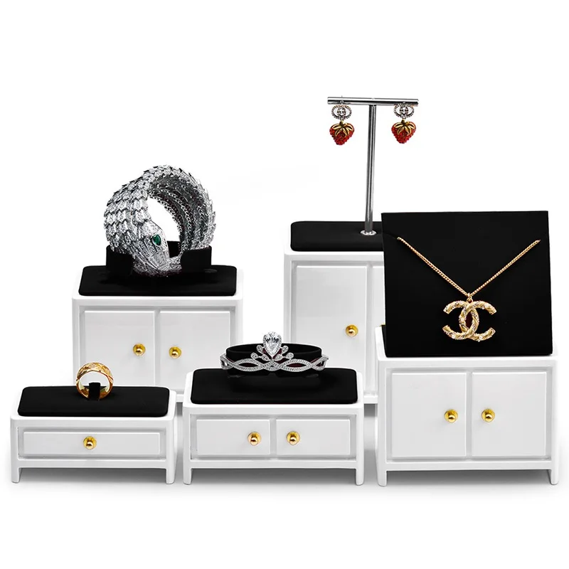 Oirlv Solid Wood Jewelry Display Stand For Ring Earrings Bracelet Pendant Necklace Watch Storage Case Jewelry Organizer Holder