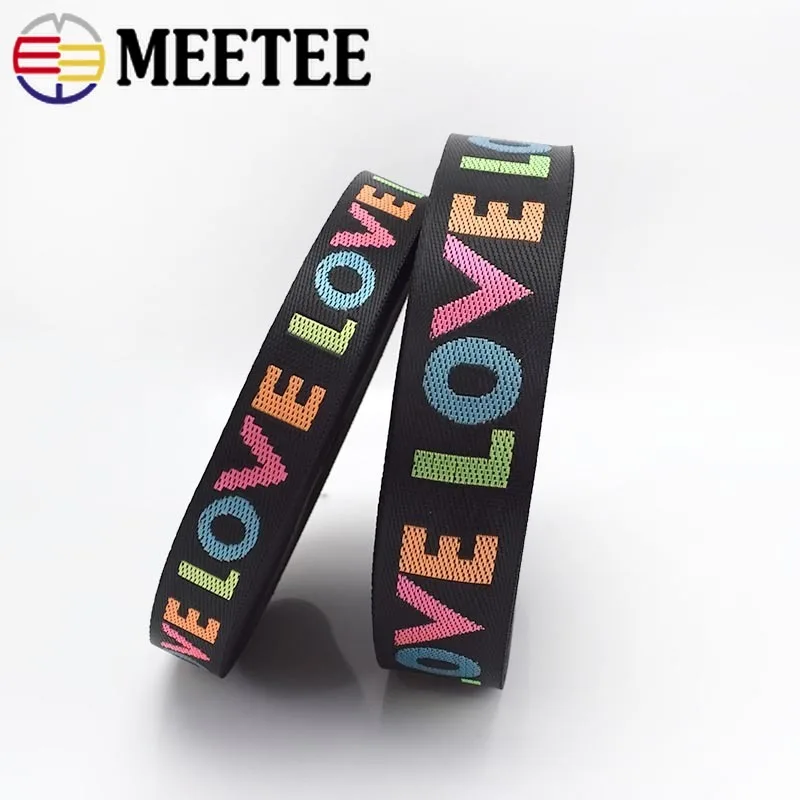 Meetee 8 ярдов 25/38 мм нейлоновая жаккардовая тесьма Лента Любовь для сумки плечевой