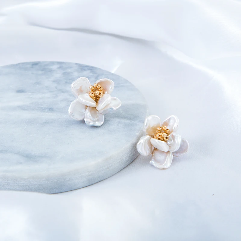 Женские серьги гвоздики ручной работы vansley вечерние из натурального барочного