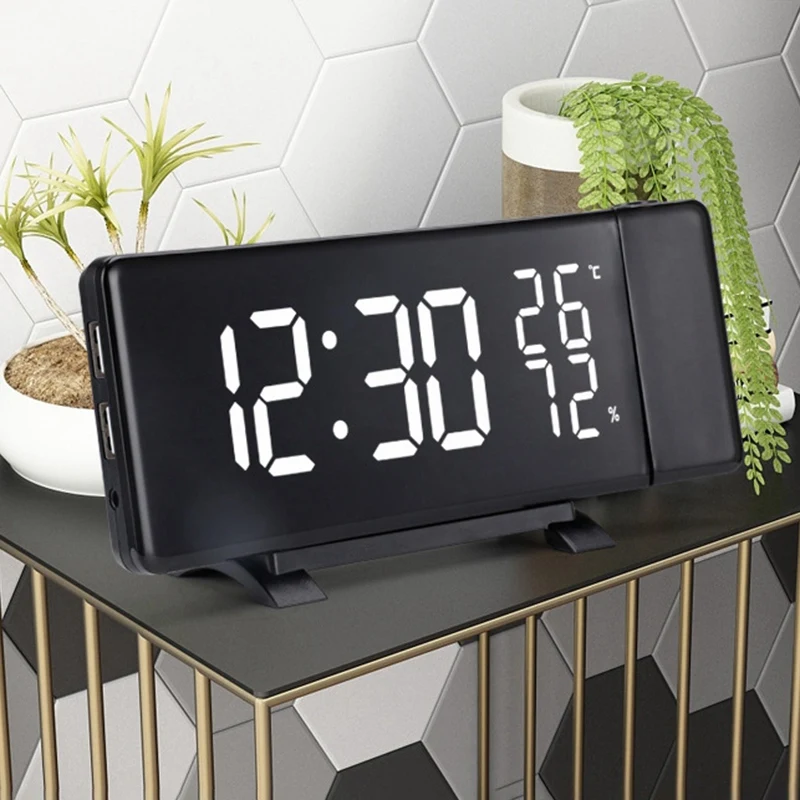 

Projection Alarm Clock, Digital Clock Radio with 180 Projector, FM Radio, 3 Dimmer, Dual Alarms, Bedroom Ceiling Office