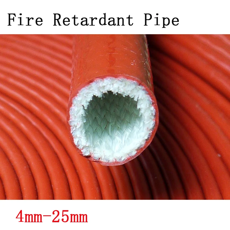 

Red Fireproof High Temperature Fire Retardant Pipe 4mm-25mm Silicone Rubber Fiberglass Sleeve For Cable Insulation Protection