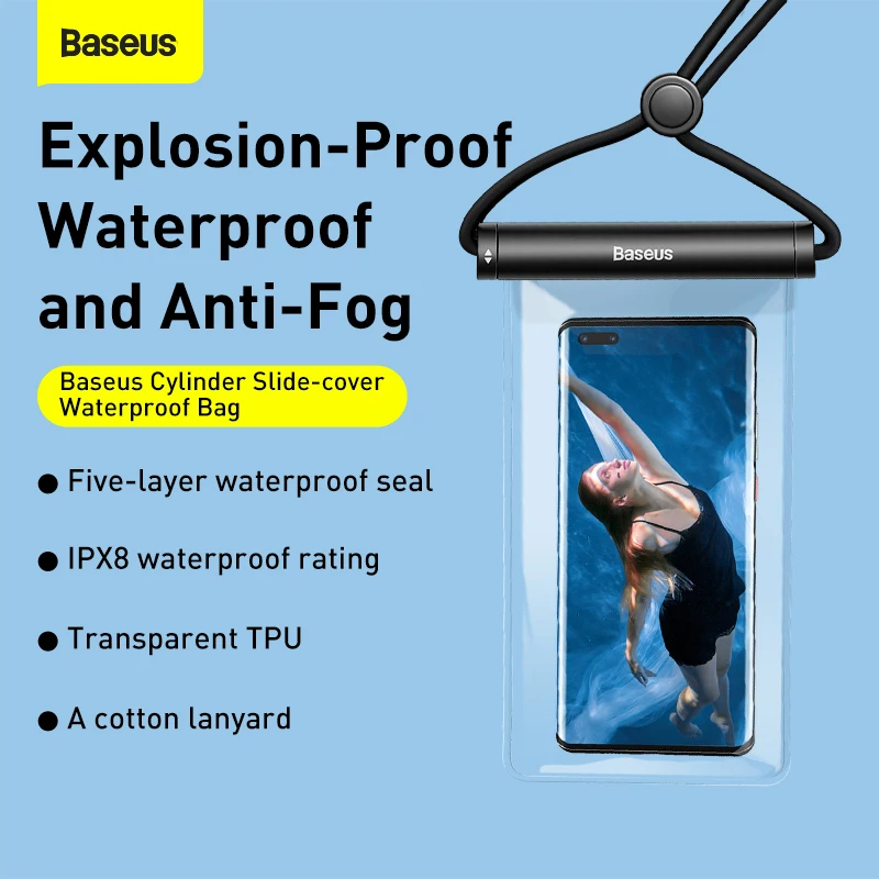 baseus waterproof phone case for iphone 13 12 pro max samsung xiaomi poco swim water proof phone bag universal protection cover free global shipping