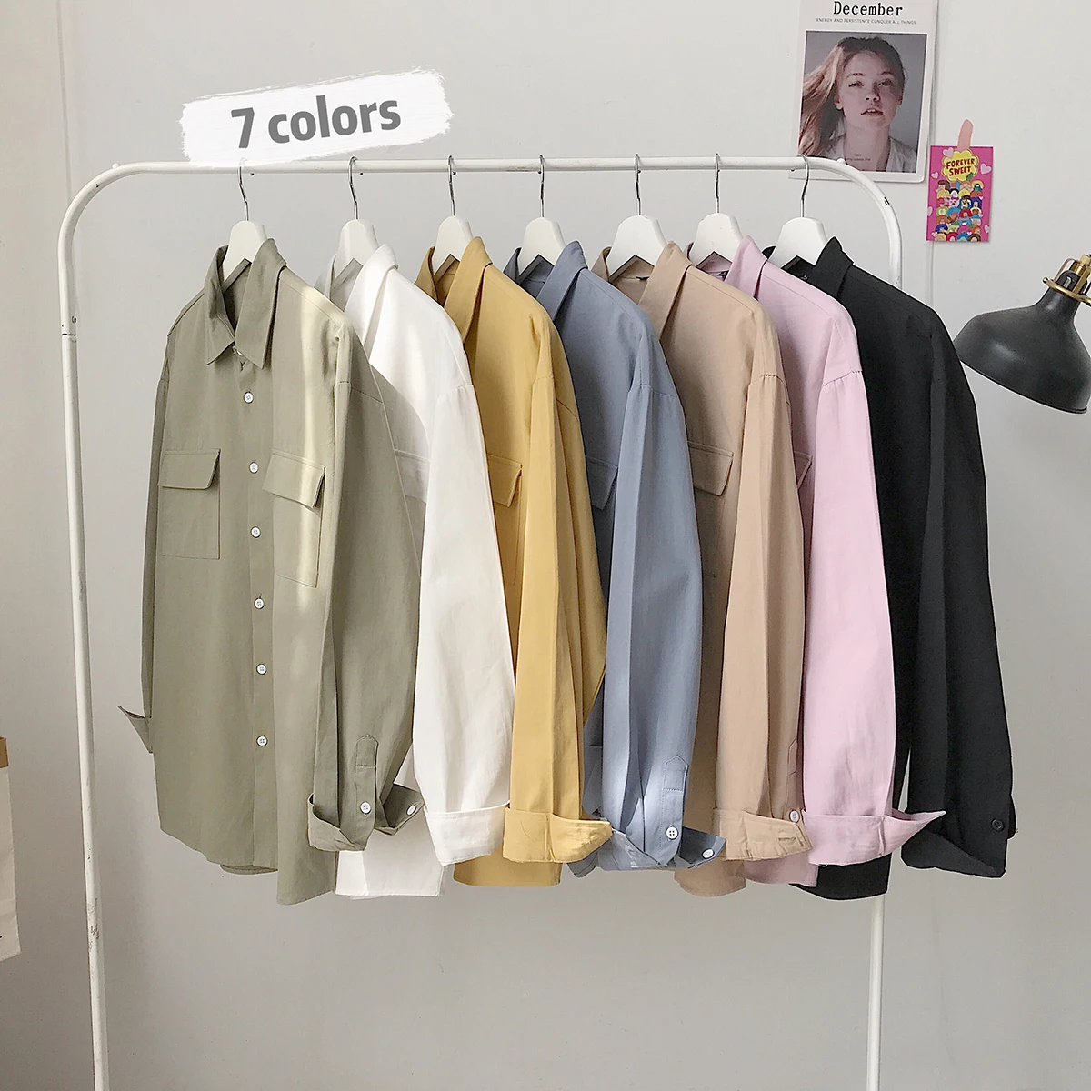 

White Shirts Men Autumn New Korean Fashion 100% Cotton Long Sleeved Casual Men Black Shirt Chest Pockets Mens Dress Shirts