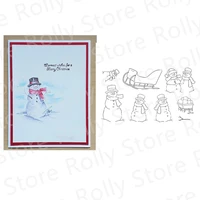 christmas snowman sled pattern clear stamps for diy making watercolor painting card scrapbooking no metal cutting dies 2021 new