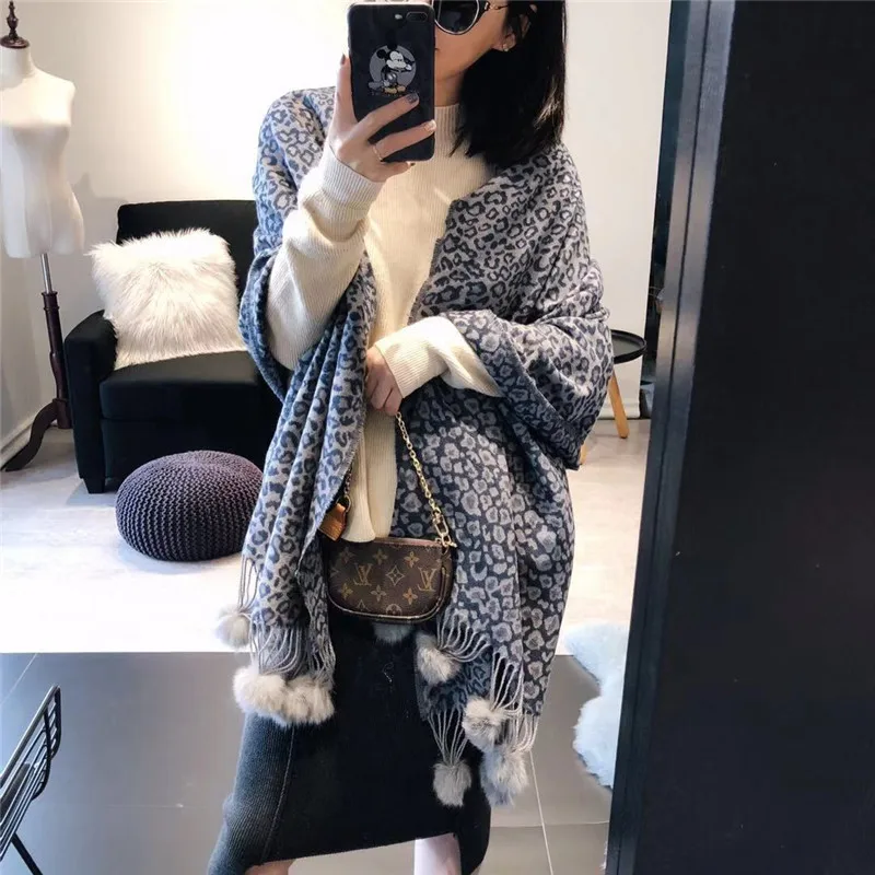 Роскошный брендовый Леопардовый Кашемировый Шарф с принтом Дизайнерский Модный