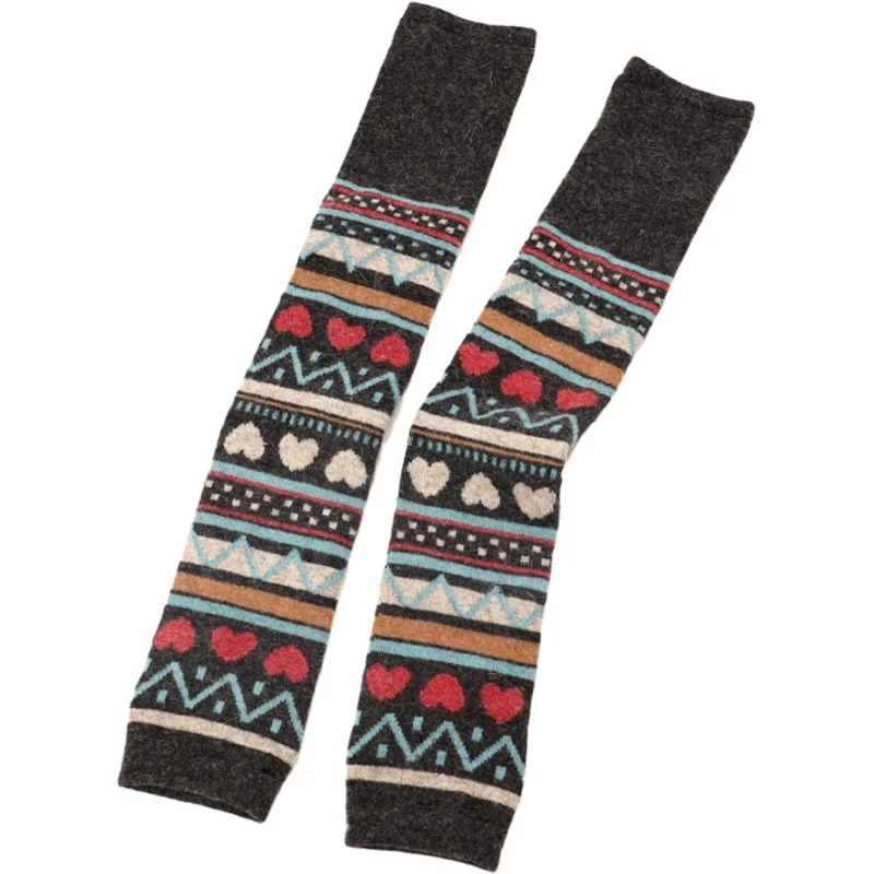 The Rabbit Wool Stockings Female Over-the-knee Set of Socks National Love Hearts High Warm Leggings Leg Warmers Half Long Socks