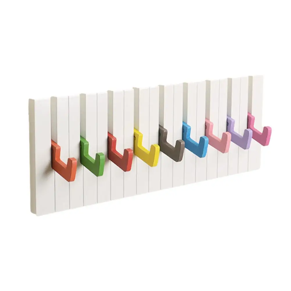 

9 Hooks Piano Coat Rack Wall-Mounted Wooden Coat Hook Hanger Suitable For Living Room Horizontal Door Can Store Bags Hats