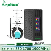amplitec 4g repeater cellular signal amplifier 85017001900 tri band cellphone repeater 90018002100 mobile signal booster set