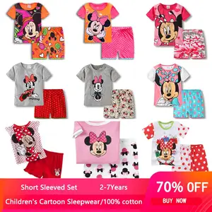 Новинка Детские хлопковые пижамы Минни мультфильм принцесса Минни Девочка комплект для отдыха Детские хлопковые пижамы домашний костюм