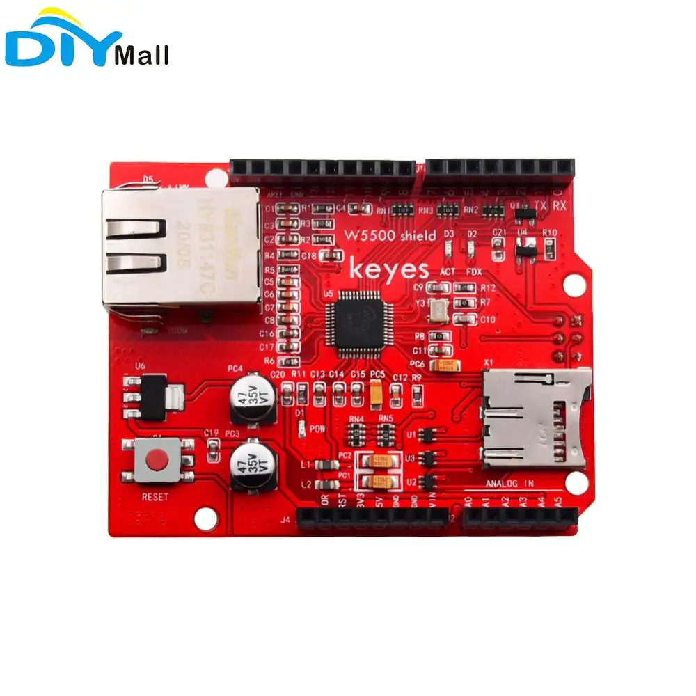 Keyes W5500 сетевая плата расширения красная разработки для Arduino UNO MEGA2560|Модули умного