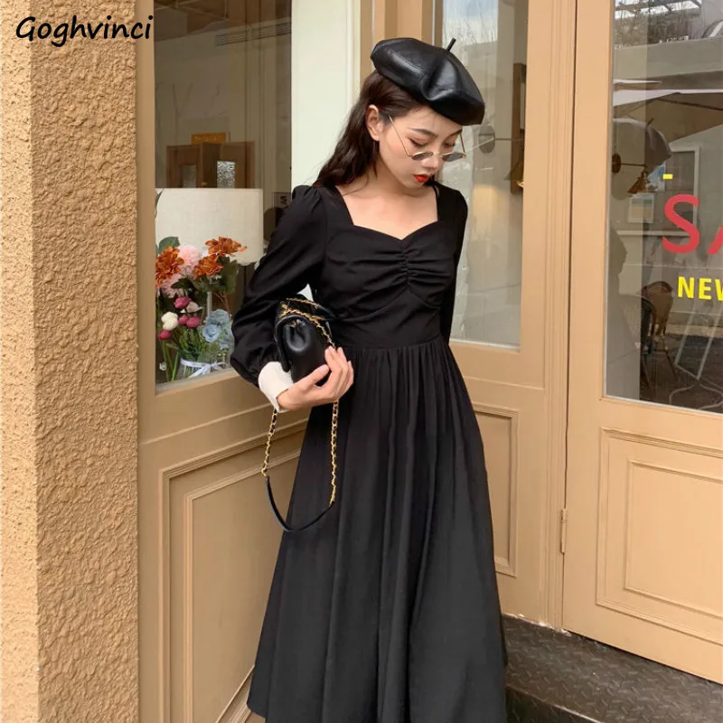 

Long Sleeve Dress Women Lace Button V-neck Autumn Elegant Retro Fashion Ulzzang Korean Style Beauty Casual Streetwear Ins Chic
