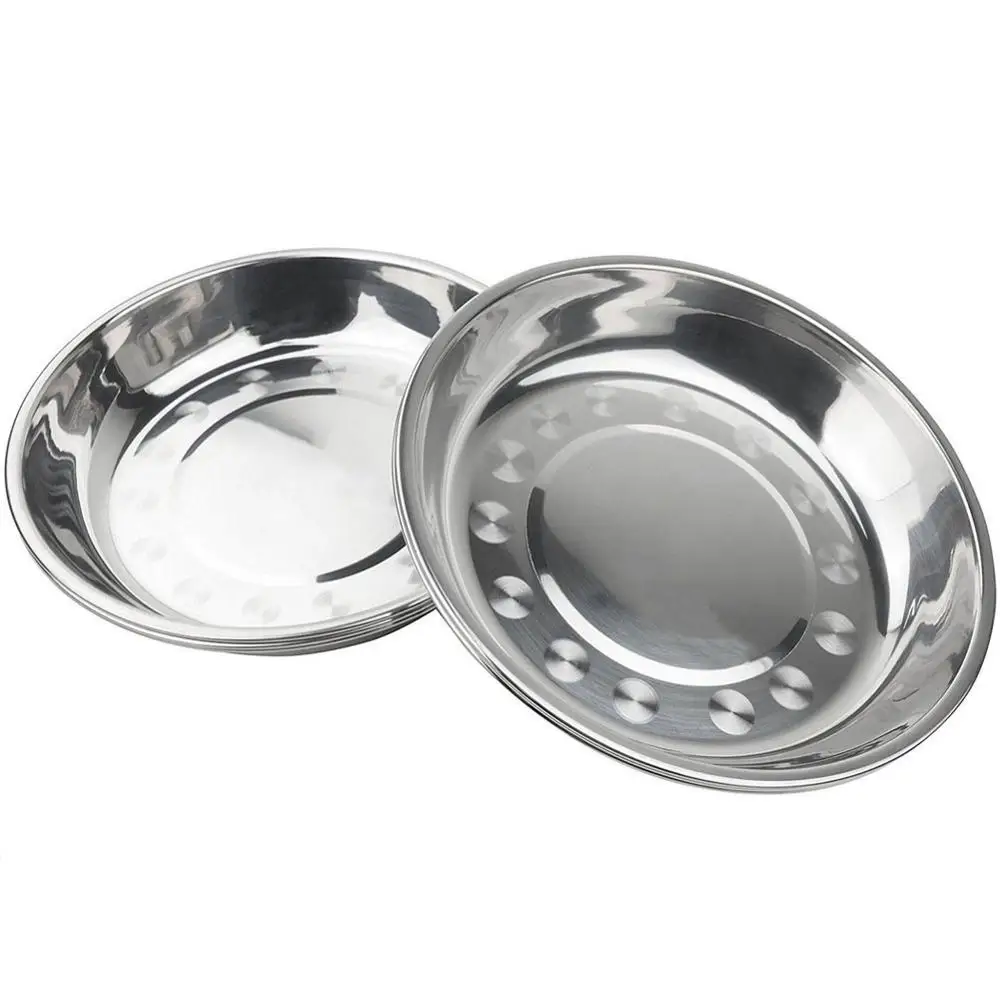 New Diameter Silver Tone Steel Fruit Dessert Sweets Food Servies Round Coffee Plates Tableware Dish Dinner Tray K2S3 | Дом и сад