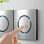 86 Тип 1 2 3 4 gang 1 2Way серебристый алюминиевый сплав, панельный выключатель, светодиодная розетка для Северной Европы, промышленности, Германии, Великобритании, французсветильник щения