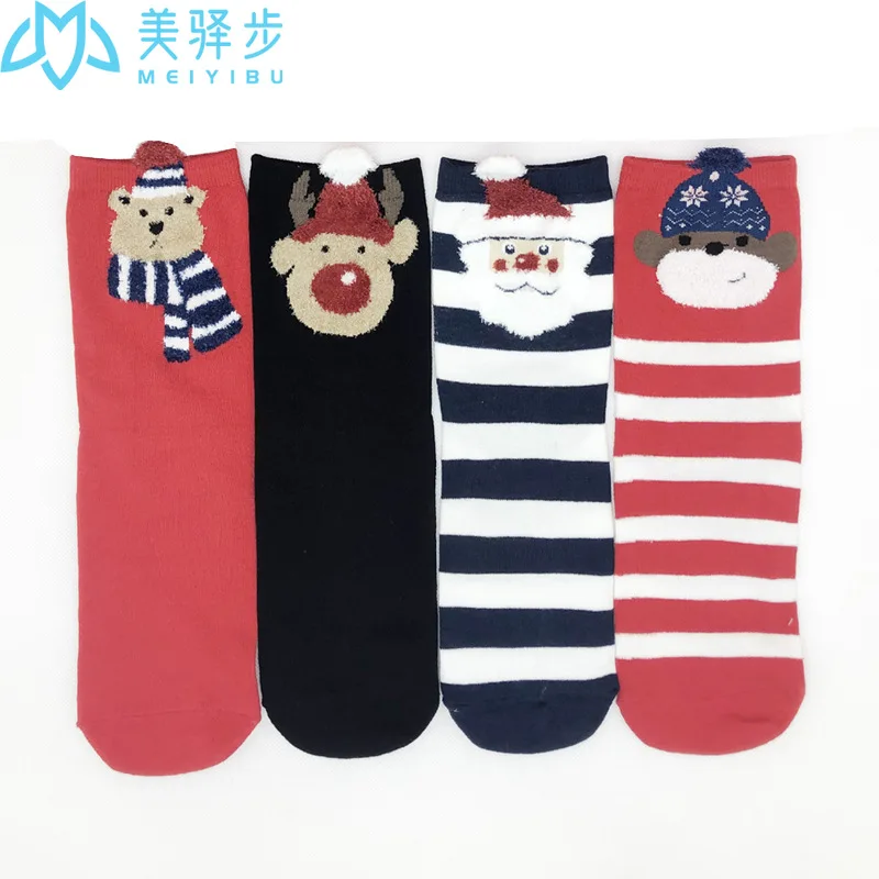 12 Pairs Per Set Autumn and Winter Warm Women Socks Red Cotton Socks New Women Three-dimensional Cartoon Christmas Socks