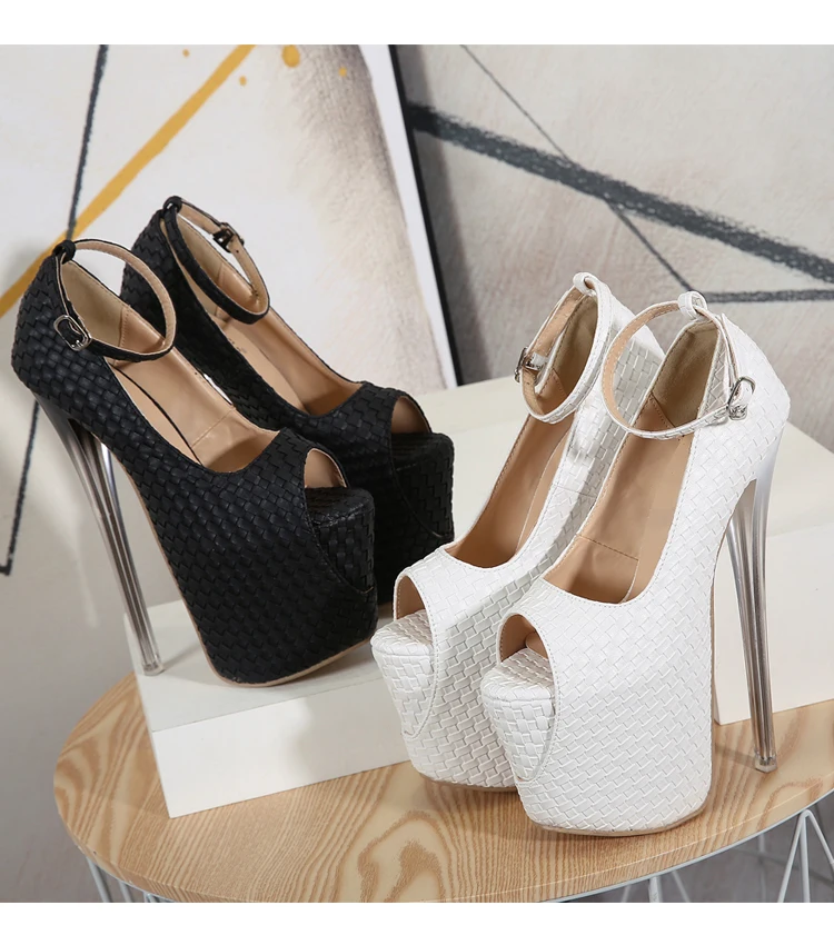 

Women's Sexy Work classic peep-toe Gradient platform Party model shoe Weave pattern high heels pumps singles shoes