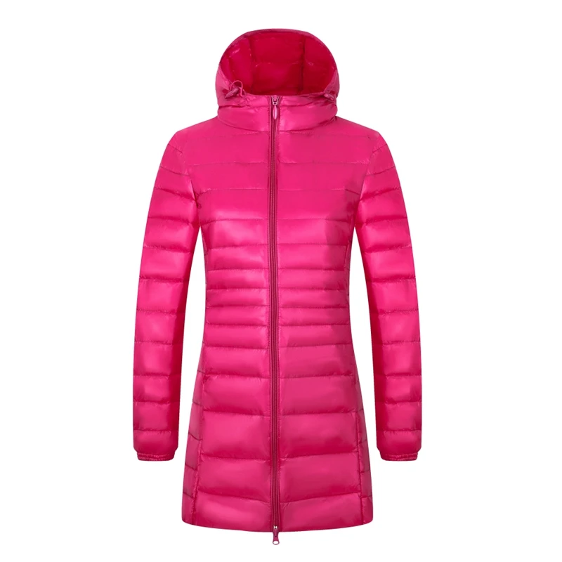 Women Winter Hooded Down Jacket UltraLight White Duck Jackets Casual Thin Coat Lady Warm Long Parkas Female Plus Size S-7XL | Женская