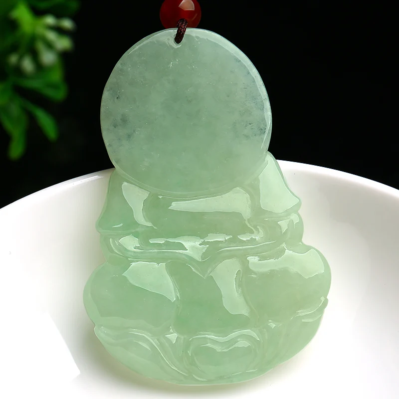 Бирманский нефритовый высококачественный атмосферный изумруд Гуаньинь кулон