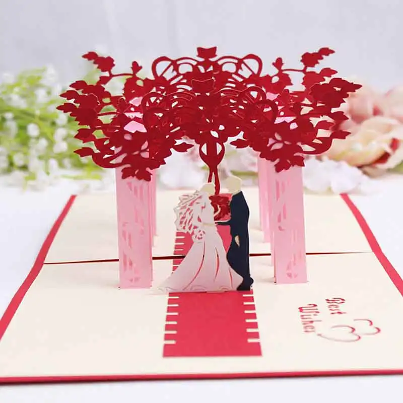 outskirts wedding 3D открытка-раскладушка подарок на день Святого Валентина открытка наклейки на конверте свадебные приглашения Поздравительные открытки юбилей для нее - Цвет: outskirts wedding