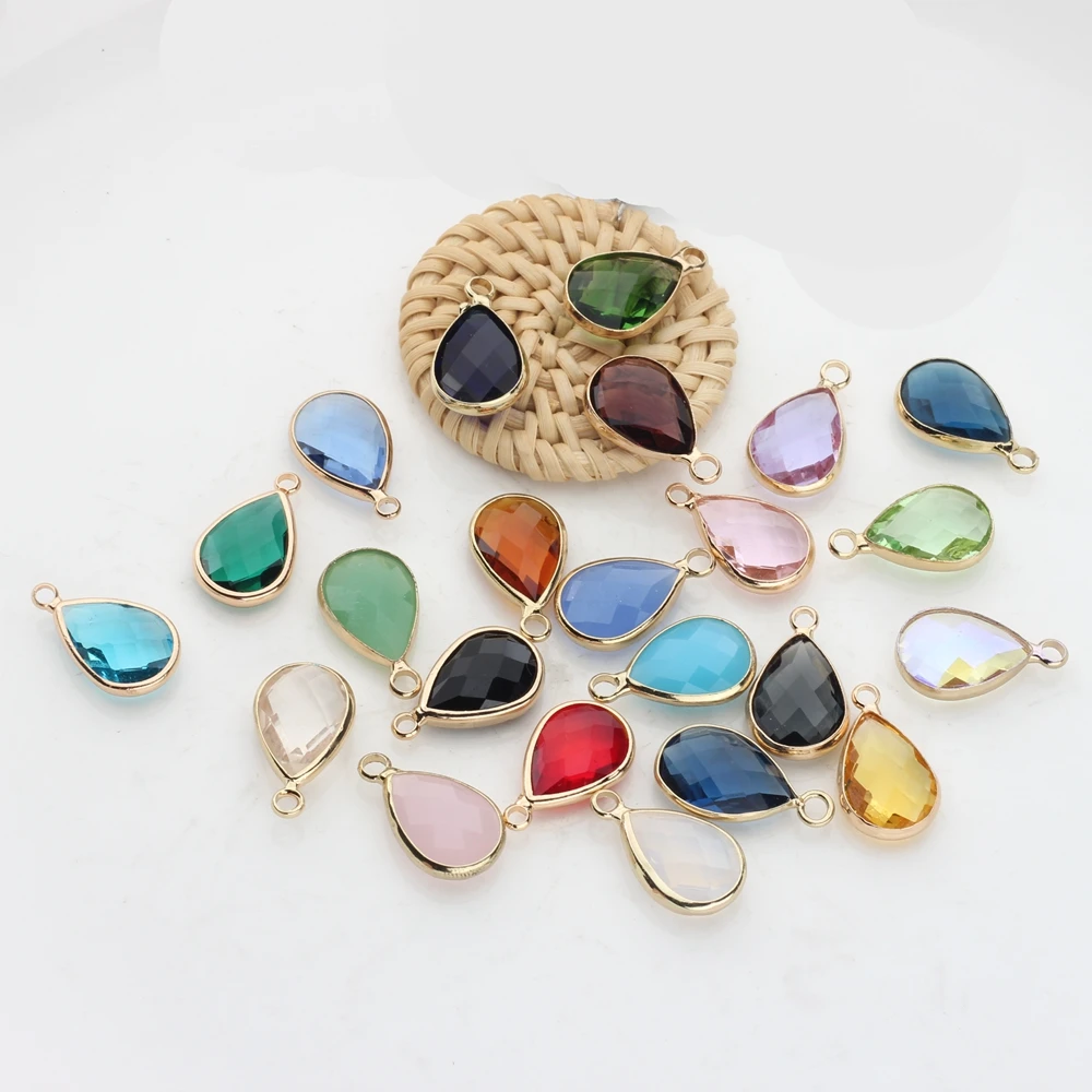 12 шт./лот кристаллы камни по месяцу рождения мини-подвески в виде капли воды 10*15 мм