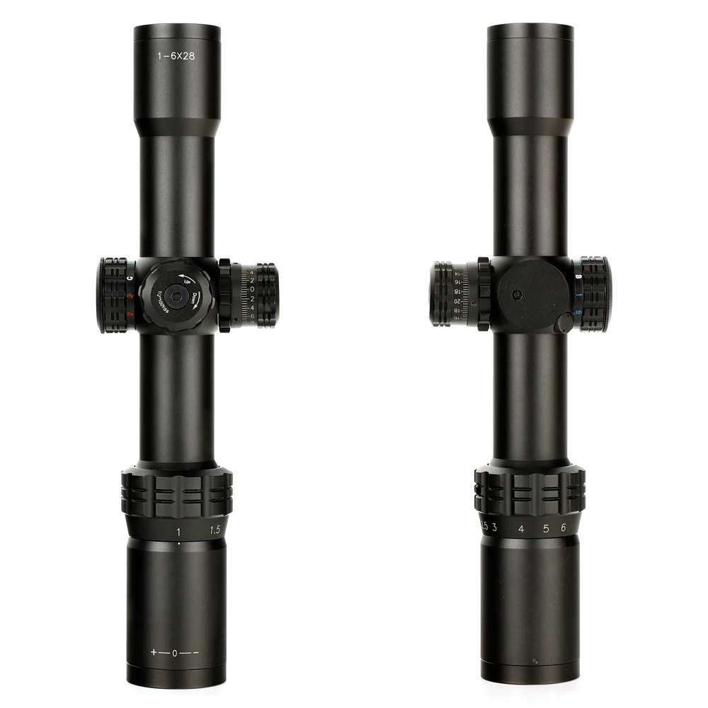 Охота ohhunt тонкий край 1-6X28 ИК оптические прицелы Mil точка стекло травление сетка RGB Освещение турели замок сброс съемки область