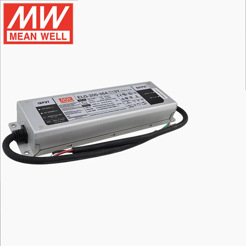 Бренд MEAN WELL представляет ELG 200 36A 3Y 200W 5.55A 36V регулируемый светодиодный Питание 110