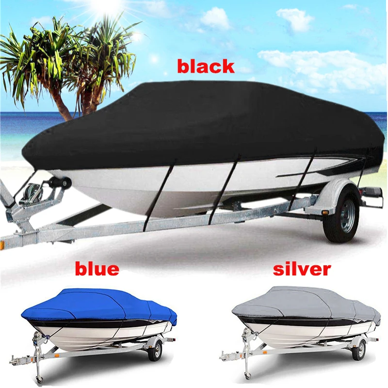 

Black Blue Silver Canvas Yacht Boat Cover 11-22ft Barco Boat Cover Anti-UV Waterproof Heavy Duty 210D Marine Fishing Speedboat
