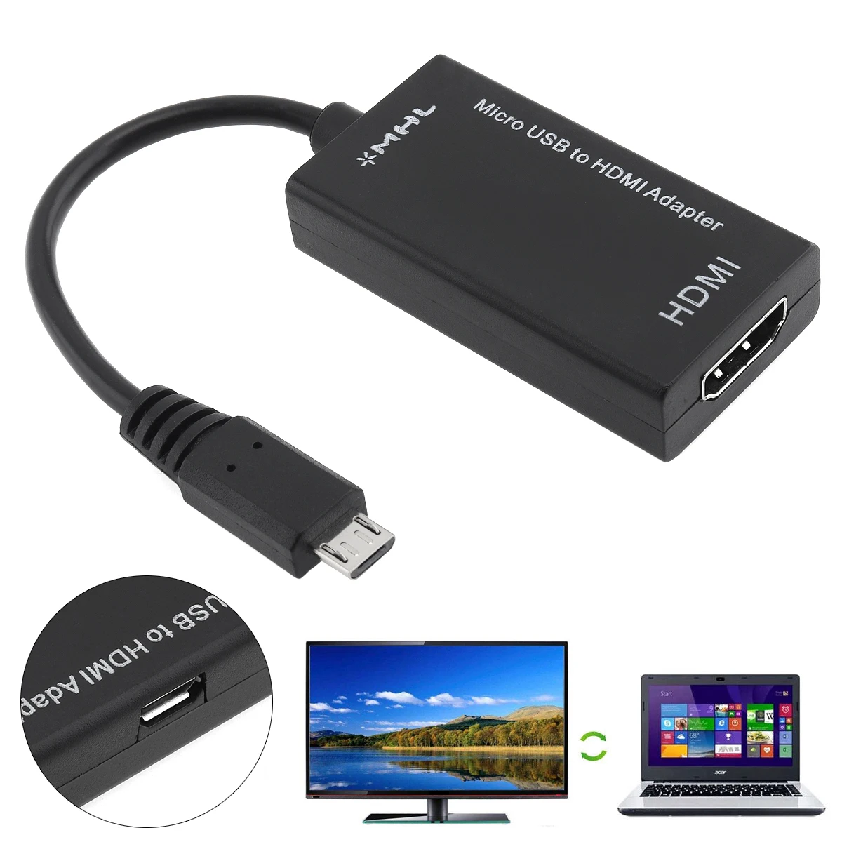 1 шт. Универсальный Черный HD Портативный 8 см USB выходной кабель к HDMI адаптеру