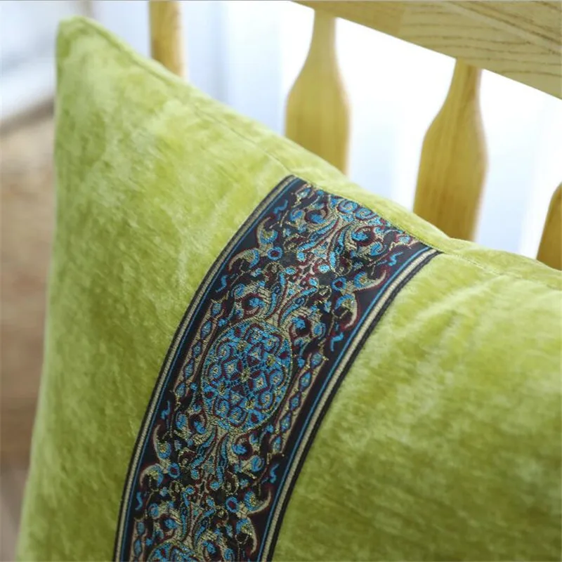 

Embroidered Suede Pillowcase Sofa Cushion Bedside Back Pillow cover for Home Decor