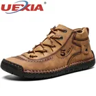 Мужские уличные спортивные ботинки UEXIA, Зимние ботильоны из спилка, теплая меховая плюшевая обувь на шнуровке, зимняя обувь размера плюс 38  48