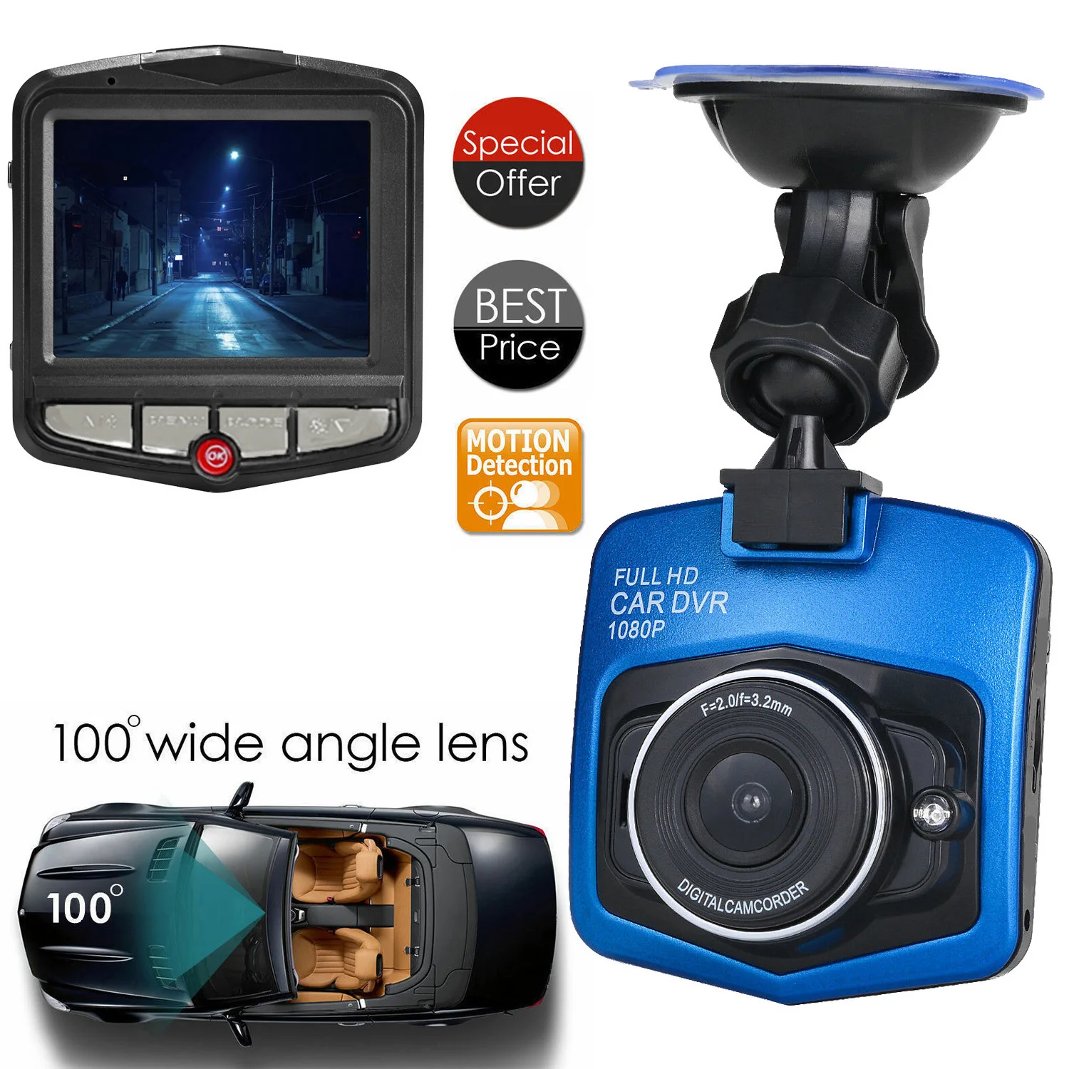 

Full HD 1080P Car DVR Driving Recorder Camera 2.4" LCD Vehicle Video Dash Cam Video Recorder Vision G Sensor