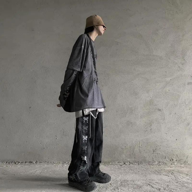 Футболка мужская в стиле Харадзюку модная уличная одежда готическом Топ с