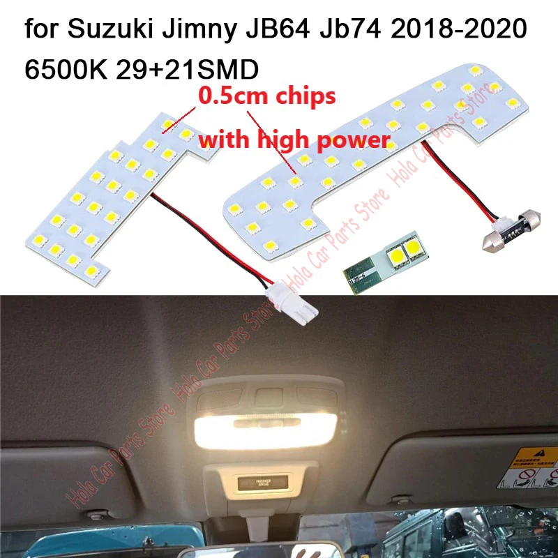 Luz de techo Interior para coche, lámpara LED de lectura de cúpula de 6500K para Suzuki Jimny JB64 Jb74 2018-2020, luz nocturna, señal de techo