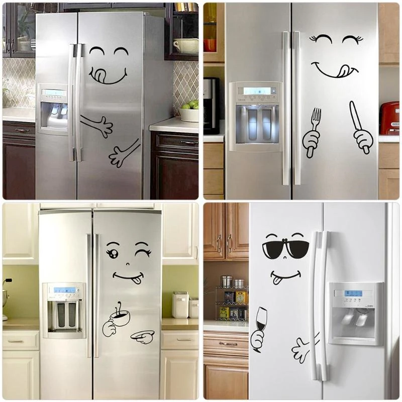 1 шт. черный резной милый смайлик стены Съемная наклейка из ПВХ водонепроницаемый