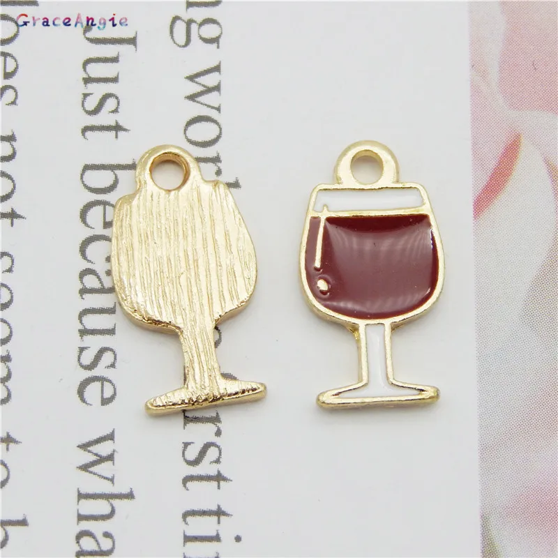 10pcs/lot Kawaii Enamel Goblet Jewelry Findings - GraceAngie Red Wine Glass Earring Charms, Bracelet Keychain & Small Pendant in Alloy image 4