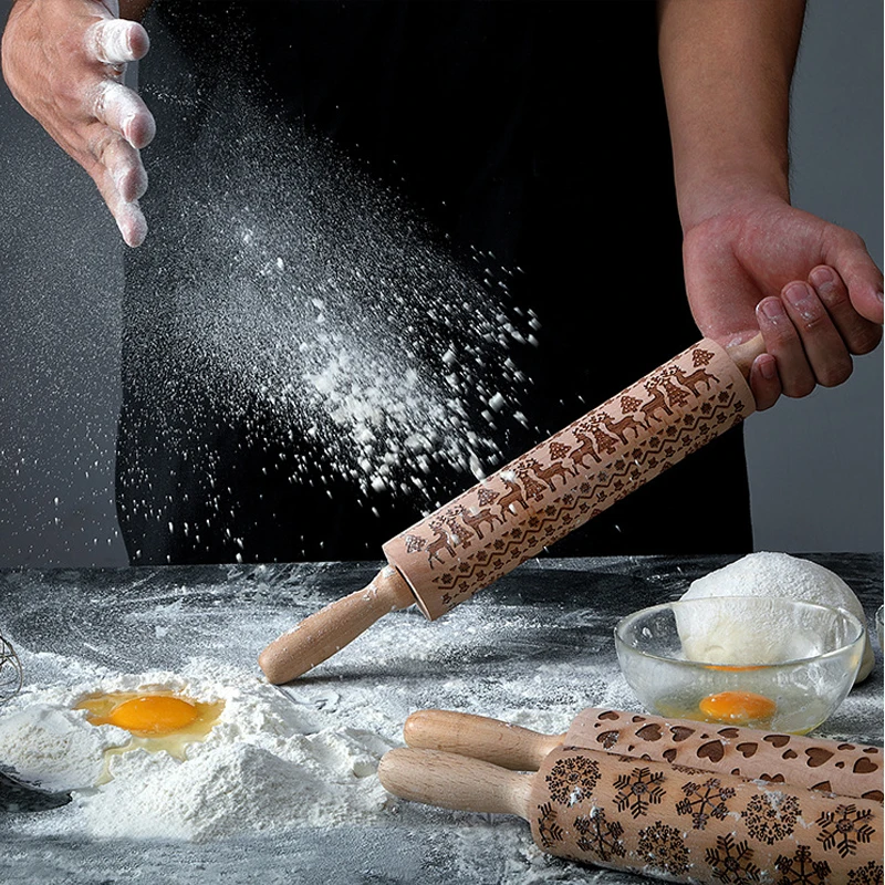 Тисненые Деревянные Скалки с цветочным узором деревянные лазерные